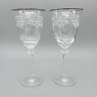 Buy Royal Doulton Wellesley Platinum 7-5/8” Wine Glass W/Logo Wedding Toast Set Of 2 • 65.23£