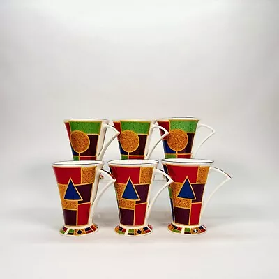 Buy 6x Bauhaus Tea Cups Staffordshire Bone China Geometric Pattern Mugs • 49.99£