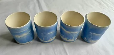 Buy 3 RARE Vintage Aviemore Pottery Mugs - Blue And Cream - Hand Thrown & Decorated • 25.90£