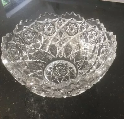 Buy Vintage Heavy Crystal Cut Glass Bowl 23 Cm X 12 Cm • 18.99£