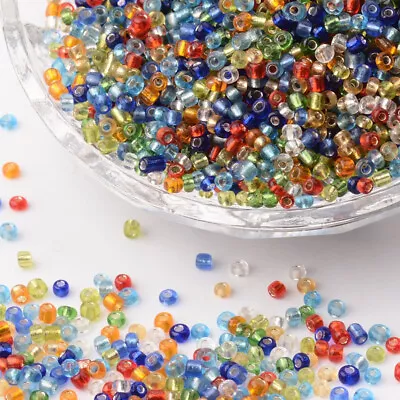 Buy 50g Christmas Festive Mix 2mm Silver Lined Glass Seed Beads - Xmas Beading Craft • 2.15£