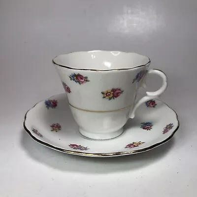 Buy Vintage Colclough Tea Cup And Saucer White With Rose Floral Pattern Gold Trim • 13.89£