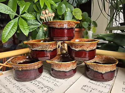 Buy Vintage Retro Kilncraft Honeycomb Brown Drip Glaze Soup Cereal Bowls Dishes × 6 • 29.99£
