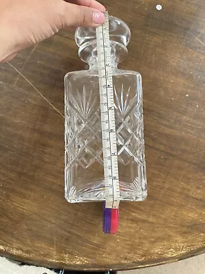 Buy Vintage Heavy Square Cut Glass Lead Crystal Decanter • 20£