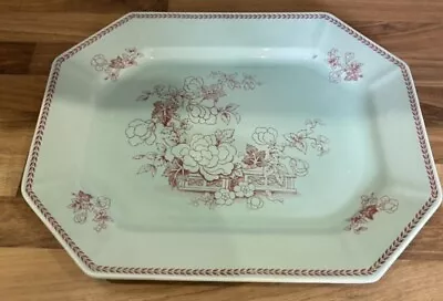 Buy Vintage Adams Calyx Ware Metz Stamp Micratex Platter 12” Ironstone (Blue/Red) • 3.99£