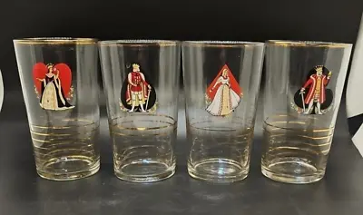 Buy Vintage Playing Cards Suits Drinking Glasses Tumblers Highball Set Of 4 • 14.99£