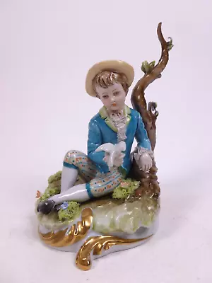 Buy Capodimonte Figure Of Seated Child With Bird - Perfect Condition • 29£