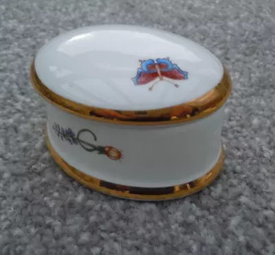 Buy ‘ Canterbury Garden ‘ English Bone China Pill Box Trinket Pot With Lid Oval • 6.50£