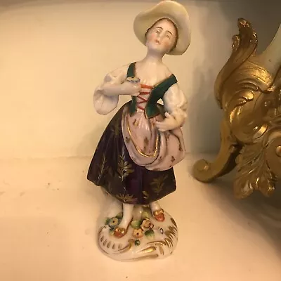 Buy Antique Sitzendorf Porcelain Figure Lady German C.1890 Figurine Germany Old Mm • 20£