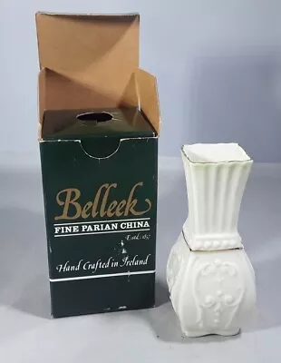 Buy Belleek Toy Panel Small Parian China Vase Gold Green Trim - 10 Cm Tall - Boxed • 8£