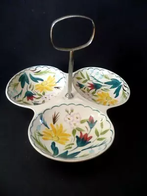 Buy Vintage 1950s Midwinter Staffordshire Pottery China Party Snack Tri Serving Bowl • 19.75£