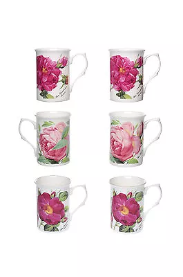 Buy Bone China Set Of 6 Redoute Roses Beakers/mugs- Gift Boxed • 24.99£