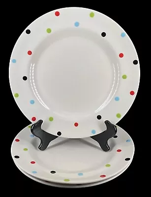 Buy 3 Spode Baking Days White Dinner Plate Color Polka Dots Dinnerware 2007-A9 • 36.35£