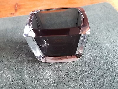 Buy Strombergshyttan Small Heavy Swedish Dark Glass Vase, Signed 7cm X 8.5cm X 6.25 • 22£