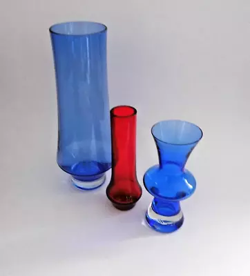 Buy 3 X   Scandinavian Art Glass  Vase`s Tallest 25 Cm • 35.99£