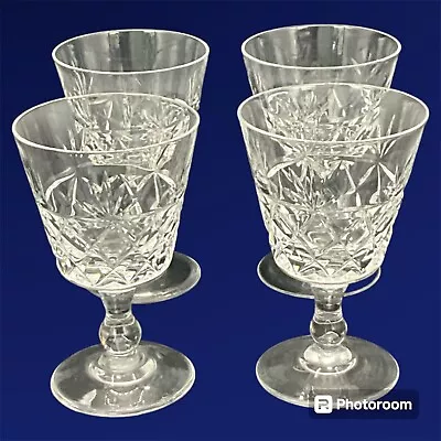 Buy Royal Brierley Lead Crystal Wine Glasses Bruce Design - Set Of 4 Signed-4 1/4in • 18£