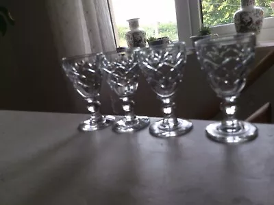 Buy 4 Nip Glasses  With Knop Cut Crystal Glass • 29£