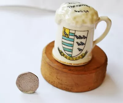 Buy Arcadian Crested Ware Beer Tankard With Froth & Motto With Bognor Coat Of Arms • 7.99£