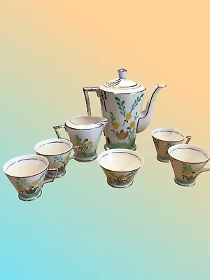 Buy Retro Art Deco Ivory Ware Hancocks Coffee Pot, 4 Cups, Milk And Sugar Bowl,6 Sau • 43£