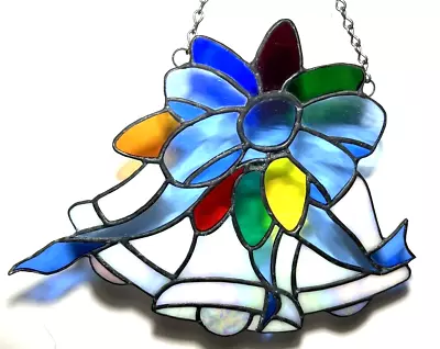 Buy Handmade Opalescent/Pearlescent Stained Glass Bells Window Hanging Suncatcher • 32.68£