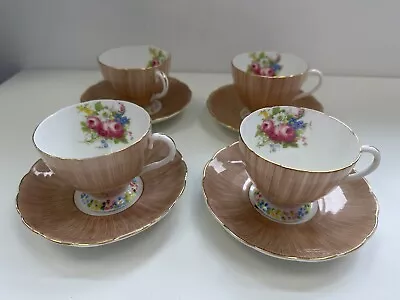 Buy Foley English Bone China 4 Tea Cup & Saucer Set Floral Vintage Cottage  • 99.99£