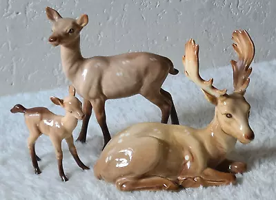 Buy Beswick Deer Family Lying Stag Model No. 954 Doe No. 999A And Fawn No. 1000B • 79.99£