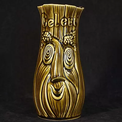 Buy Vintage Sadler Pottery Olive Green Celery Face Pot Or Vase • 12£
