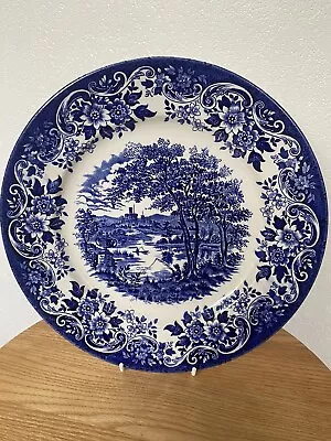 Buy English Scene Broadhurst Staffordshire Ironstone Blue & White Dinner Plate • 7£