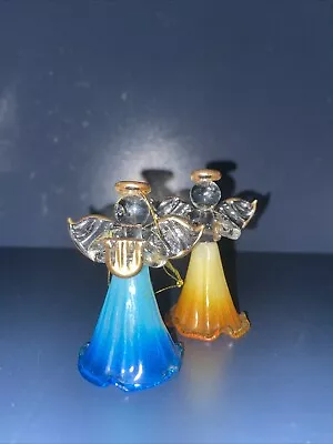 Buy Vintage Hand Blown Glass Christmas Angel Ornament Set Of Two • 13.05£