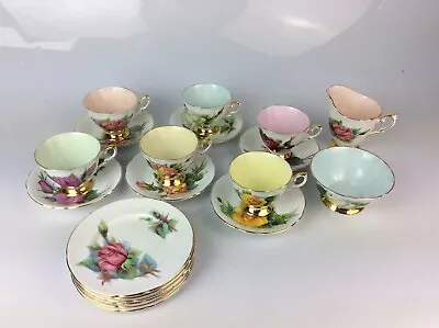 Buy Vintage Paragon Harry Wheatcroft Six World Famous Roses 20 Piece Tea Set Pastel • 65£