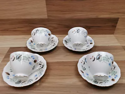 Buy 4 X Vintage Colclough Linden Bone China Cups & Saucers • 11.99£