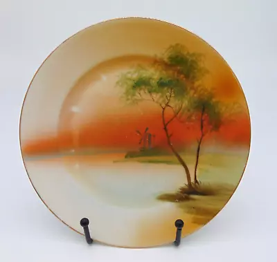 Buy Vintage Japan Noritake Hand Painted 7 1/2  Dia Tree Windmill Dessert PLATE • 9.32£