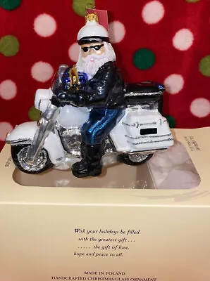 Buy Glassware Art Studio Christmas Hand Painted Ornament Poland Santa On Motorcycle • 27.49£