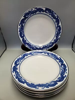 Buy Vtg Set Of 5 Bombay Blue And White Dinner Plates Platinum Trim 10.25  • 67.10£