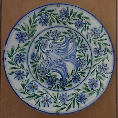 Buy Large Vintage Porches Pottery Plate Decorative Dove Design - Blue/white/green  • 45£
