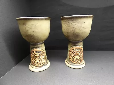 Buy Pair Of Tremar Cornish Studio Pottery Wine Goblets Vintage Retro 14.5cm • 9.99£