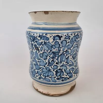 Buy Antique 18thC Italian Majolica Drug Jar Blue White Attributed Antonibon Bassano • 195£