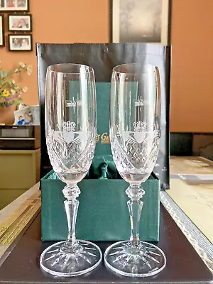 Buy Galway Irish Crystal Champagne Flutes Claddagh Symbol Etched • 23.30£