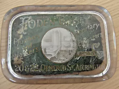 Buy Foden Bros Accrington Antique Glass Advertising Paperweight • 24£