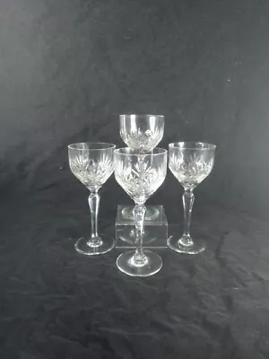 Buy 4 X CRYSTAL CUT WINE GLASSES (1970's) • 25£