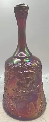 Buy Vintage Fenton Red Iridescent Carnival Glass Bell Craftsman Christmas Birthday • 23.30£