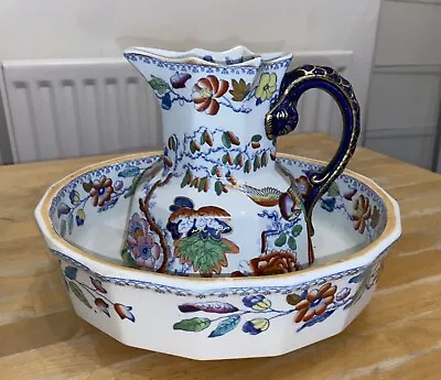 Buy Masons Ironstone China (victorian) Vintage Jug & Bowl,  Jug With Serpent Handle • 75£