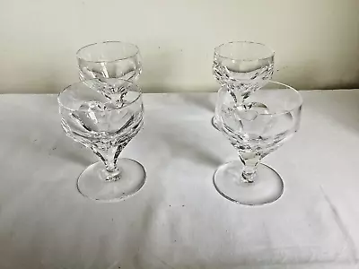 Buy 4 X Art Deco Cocktail Glasses Thumb Prints Short Stem Handmade Clear Glass • 5£