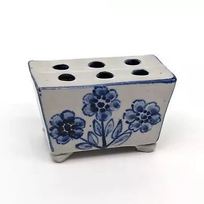 Buy Delftware Flower Brick Blue & White Hand Painted Ceramic 6 Hole Signed Francis • 37.23£