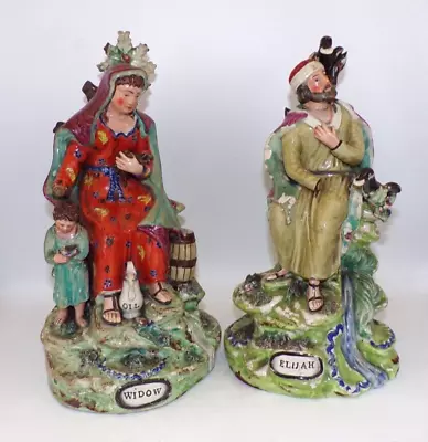 Buy Early C19th John Walton Staffordshire Pearlware Figures Elijah & The Widow A/F • 125£