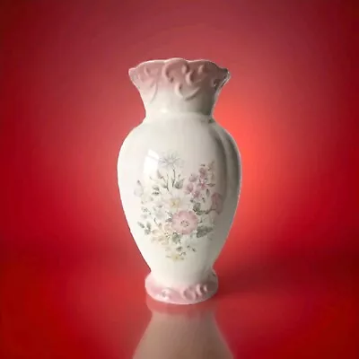 Buy St Michael's Pottery 8  Bud Posy Vase Ivory Pink Floral Vintage Decorative  • 13£