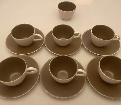 Buy Poole Pottery -Twiintone -Sepia & Mushroom C54-6 X Espresso Cups And Saucers +1 • 13.95£