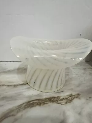 Buy Vintage Fenton Art Glass White Opalescent Striped Hat Vase • 18.64£