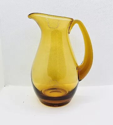 Buy Vintage Glass Jug Pitcher Amber Mid Century Modern Height 14cm • 14.99£