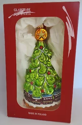 Buy Glassware Art Studio CHRISTMAS Tree Train Glass ORNAMENT Mouth-blown Poland NEW • 28.25£